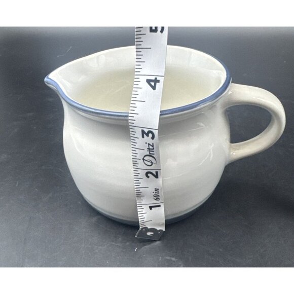 VTG Pfaltzgraff AURA Ceramic Gravy Boat Pitcher Blue Bands Made in USA - Picture 8 of 9